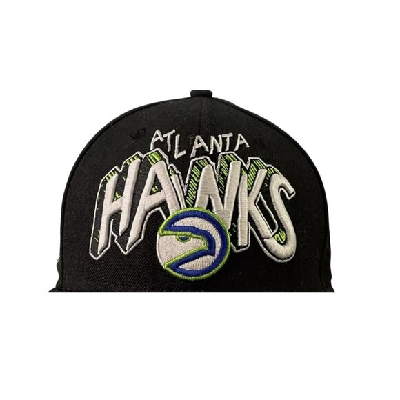Vintage Atlanta Hawks Hat Cap Snap Back NBA Basketball Black Green New Era 90s - Picture 2 of 5